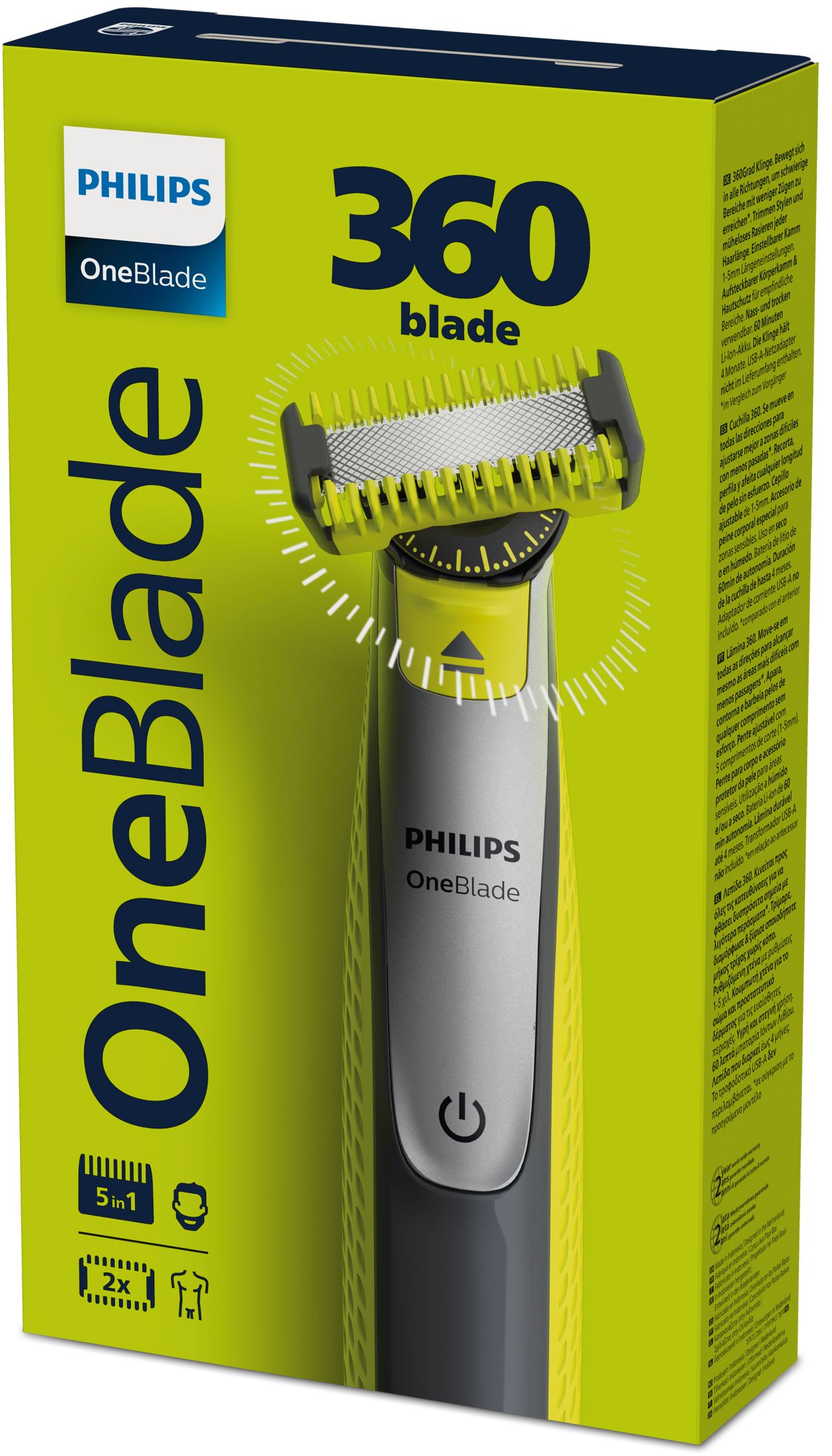 Philips OneBlade 360 Flexible 5-in-1 shaver and trimmer for face and body  QP2834/20