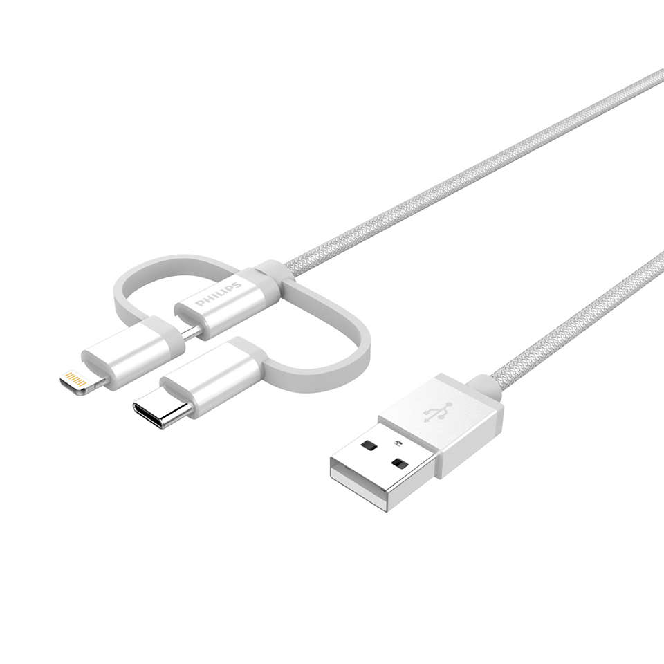 Premium braided 3-in-1 cable aluminum connector