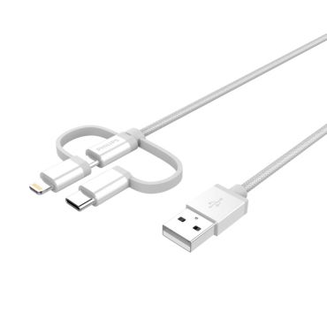 3-in-1 cable: Lghtning, USB-C, Micro USB