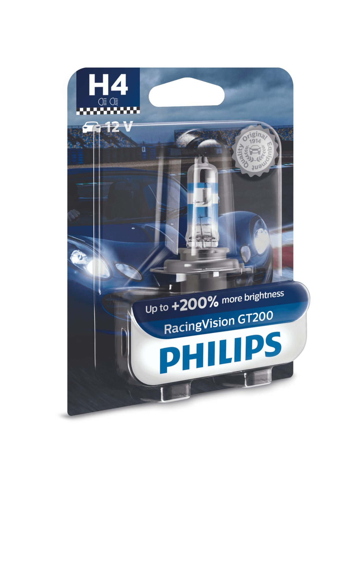 Philips RacingVision GT200 H4 - Bombillas para faros delanteros  (individual) 12342RGTS2 Xtreme Vision Upgrade