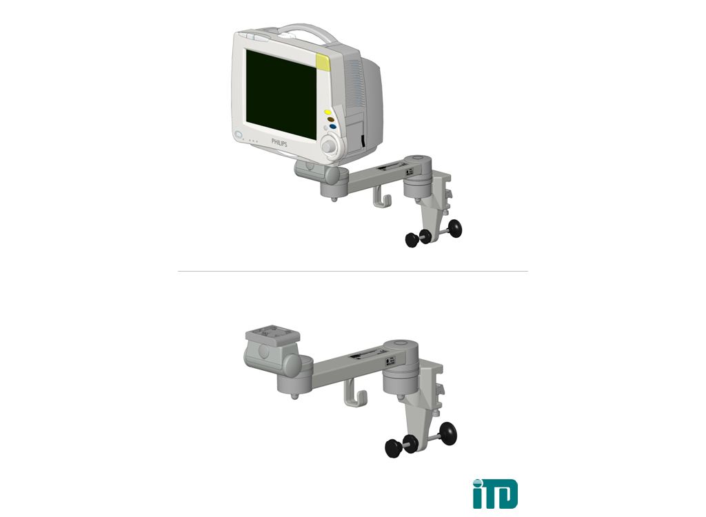 Single support arm on horizontal standard runner: Mounting kit