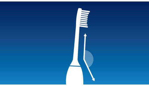 Opzetborstel met gebogen nek voor het beter poetsen van de kiezen