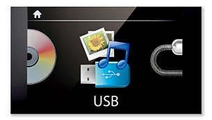 Преглед на музика и снимки, съхранени на USB