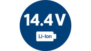 Puissantes batteries lithium-ion 14,4 V, pour une autonomie prolongée