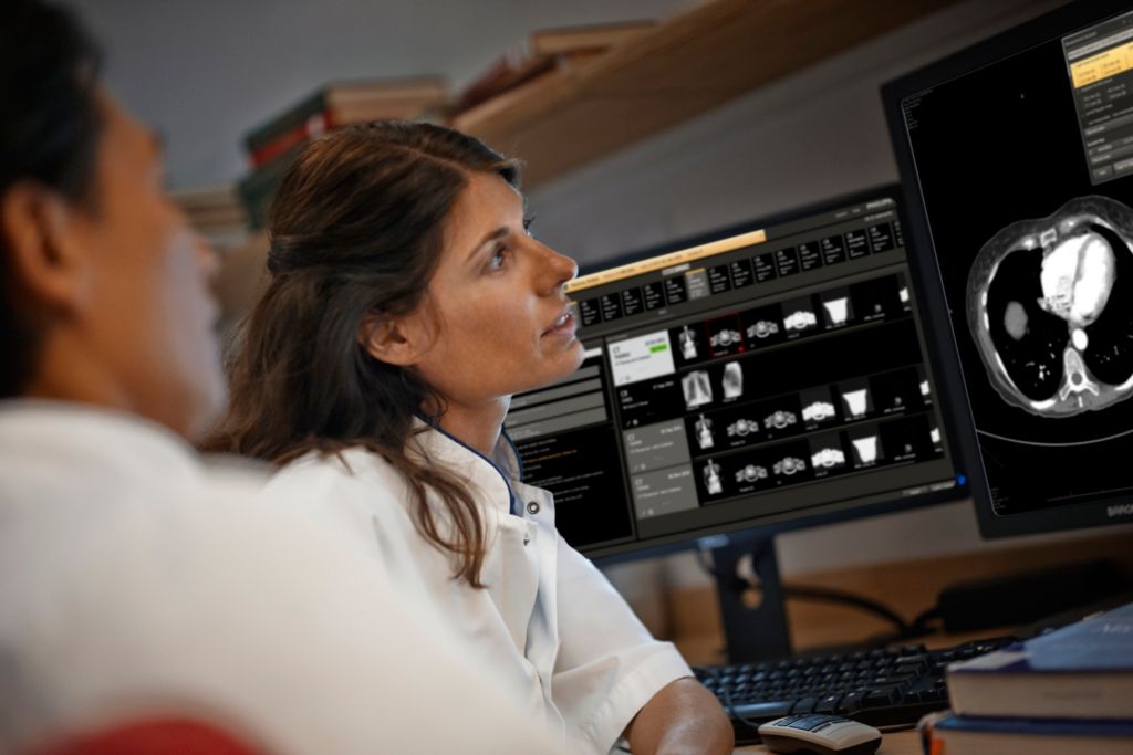 Clinician reading screens