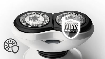 Rounded edges move smoothly over skin for a protective shave