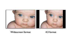 Kontrol format gambar mudah untuk beralih antara format lebar dan 4:3