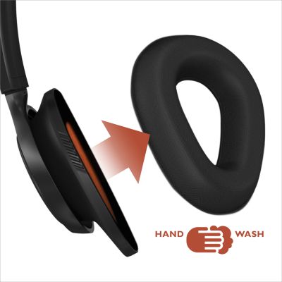 Detachable, washable ear cushions keep you cool and dry