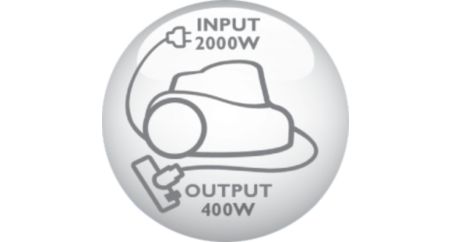 2000 Watt motor generating max. 400 Watt suction power