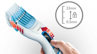 Łatwy wybór długości — 13 ustawień: od 0,5 mm do 23 mm