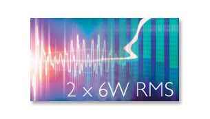 2 x 6 W RMS kopējā izejas jauda