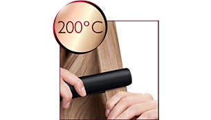 Temperatura profesional de 200°C para obtener peinados de peluquería