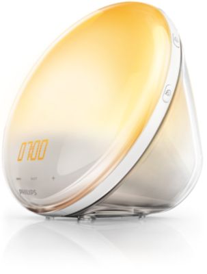White Wake-Up Light Alarm Clock Sunrise Simulation Table Bedside Lamp with 6 Colours FM Radio Snooze Function 