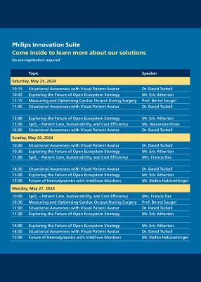 Detailed innovation suite schedule