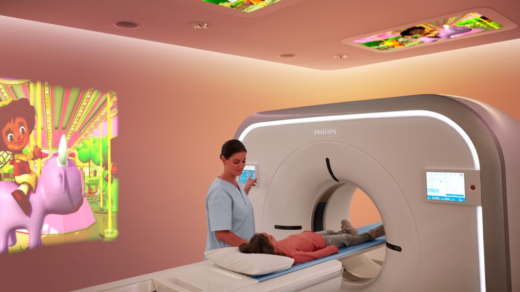 Pediatric patient in a CTI Incisive feat first in an exam room with Ambient Experience.