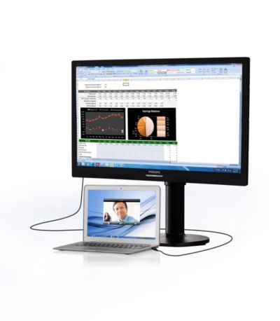 Cabo USB único que liga o seu computador portátil ao monitor