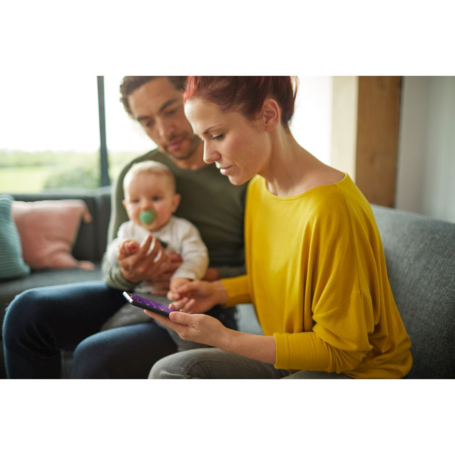 Measures and records your child’s temperature