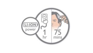 Jusqu'à 75 minutes d'autonomie sans fil après 1 heure de charge rapide