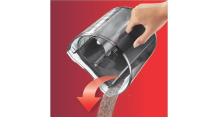 Advanced dust container design for easy to emptying