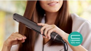 Các thanh ép dài tăng cường (105mm) để ép tóc nhanh chóng và dễ dàng