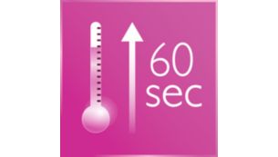 Snelle opwarmtijd, binnen 60 seconden klaar voor gebruik