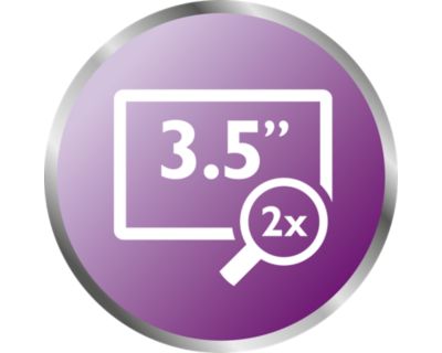 3.5" color screen with 2x zoom