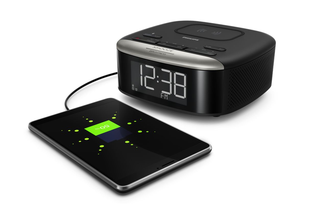 Reloj despertador - Despertador LED digital con cargador inalámbrico y  termómetro de color INF, Plata