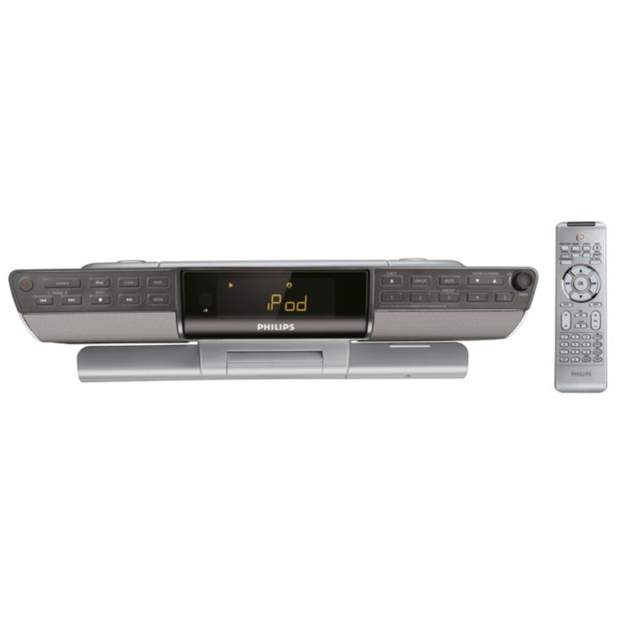 Enjoy entertainment from iPod, DVD or ATSC TV