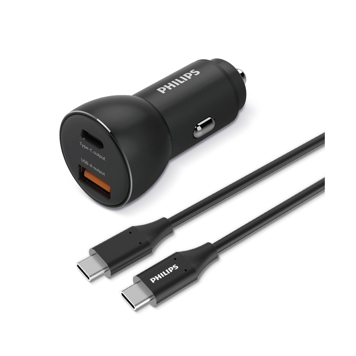 Autoladegerät mit 2 Anschlüssen: USB-Typ-A und Typ-C