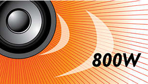 A potência de 800W RMS proporciona um som excelente para filmes e músicas