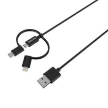 3-i-1-kabel: Lightning, USB-C og mikro-USB