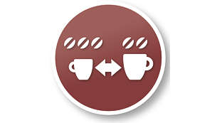 Alege între 2 reţete: cafea scurtă tare sau cafea lungă slabă