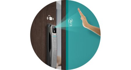 With a touch-free palm scan