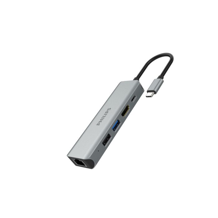 双 USB-C 插座集线器扩展到 5 端口迷你集线器。