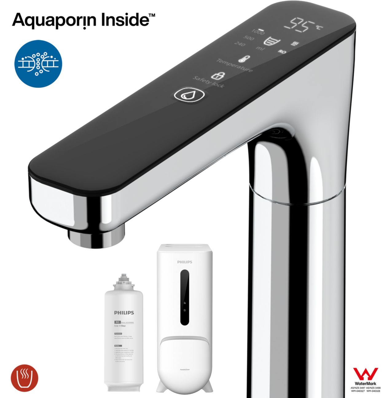 Pure tasting water, from ambient to piping hot