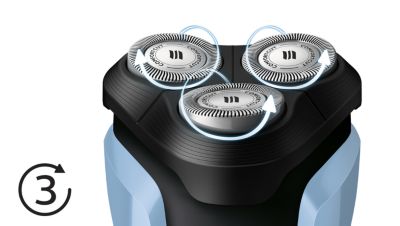 Heads flex in 3 directions to easily shave every curve