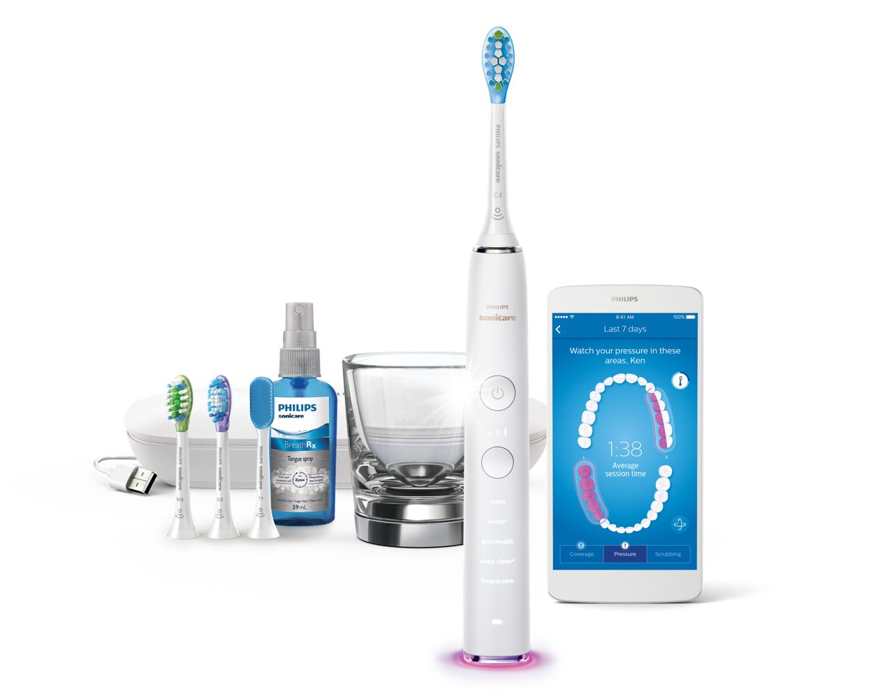 Cepillo dental eléctrico recargable con conexión a Bluetooth Philips  Sonicare para niños, Estándar