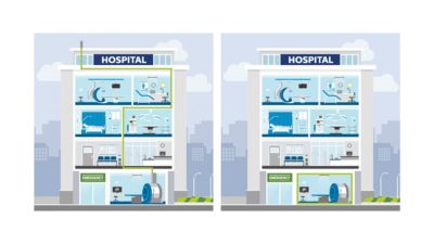 Infographic comparing classic MRI systems and helium free MRI systems
