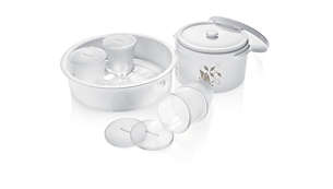 Dedicated accessories for yoghurt, double boil and desserts