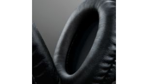 Soft, over-ear leather cushions for long-listening comfort