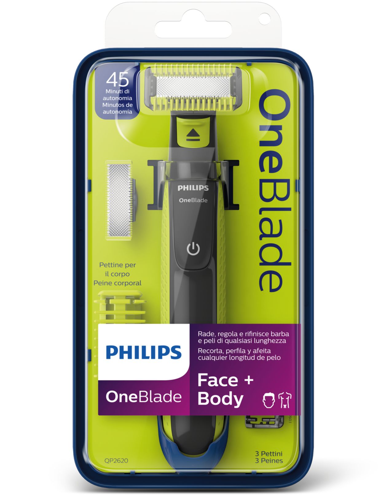 Philips OneBlade Face & Body, Lama di Ricambio per Tutti i Modelli OneBlade  e OneBlade Pro, 2 unitá (modello QP220/50) : : Salute e cura della  persona