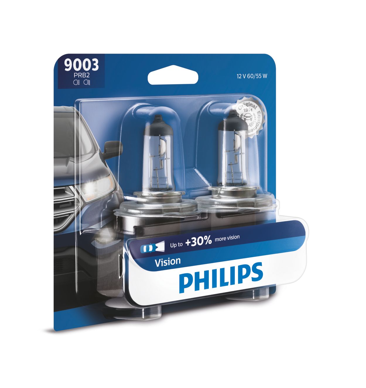 Philips H7 Vision Upgrade Headlight Bulb with up to 30% More Vision, 2  piece (Pack of 1)