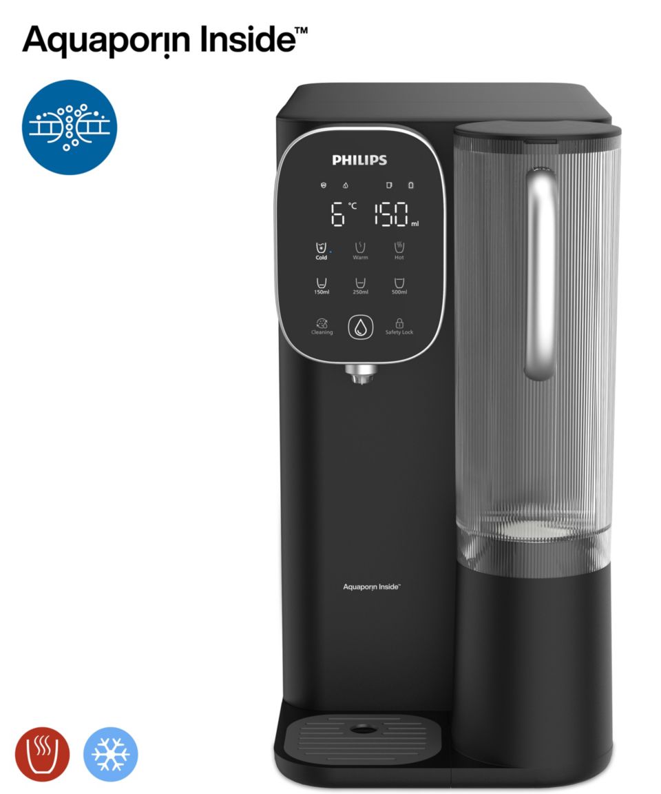 Purified water, instant available from 8°C to 95°C