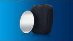 Includes hand-held mirror and storage pouch