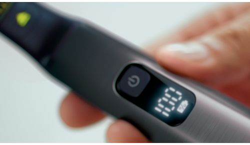 Det digitale LED-display viser batteristatus og har rejselås