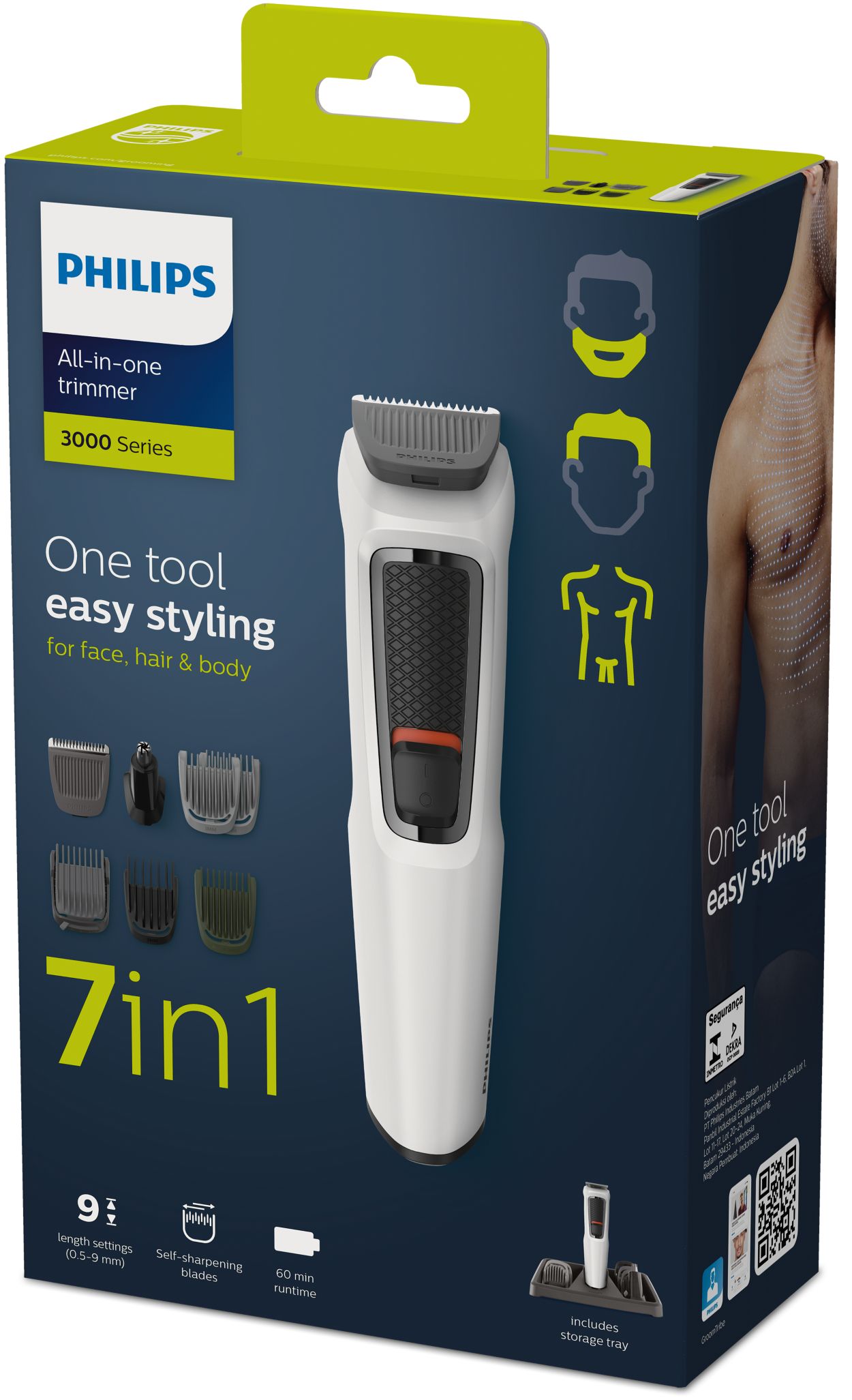 3000 Philips series Multigroom 7-in-1, Hair Body Face, | MG3721/77 and