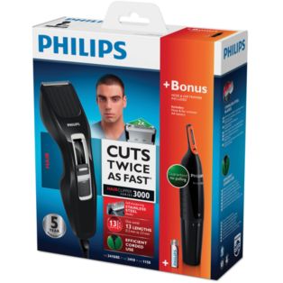Hairclipper series 3000 Hårklipper, ikke-opladelig (inkl. næsehårstrimmer)