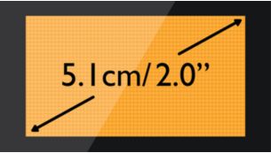 Ecrã grande com matriz de pontos de 5,1 cm (2")