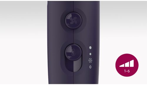 Control preciso con 6 posiciones de calor y velocidad