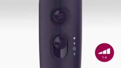 Precise control with 6 heat and speed settings